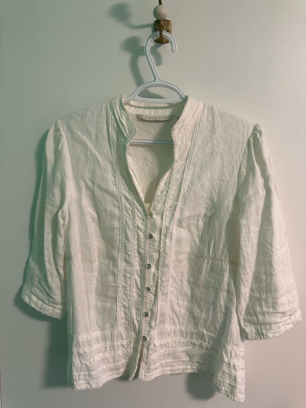 Women's White Button-Front 100% Linen Top